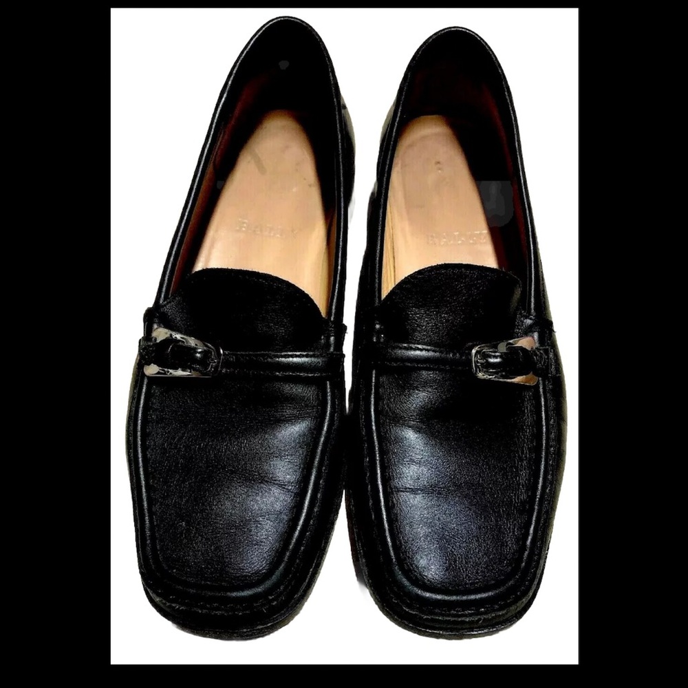 Vintage Ballys Black Leather Loafers size 5.5
